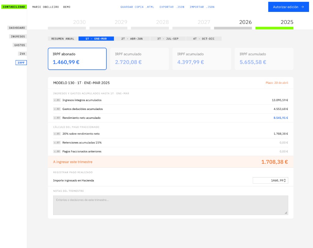 IRPF page screenshot