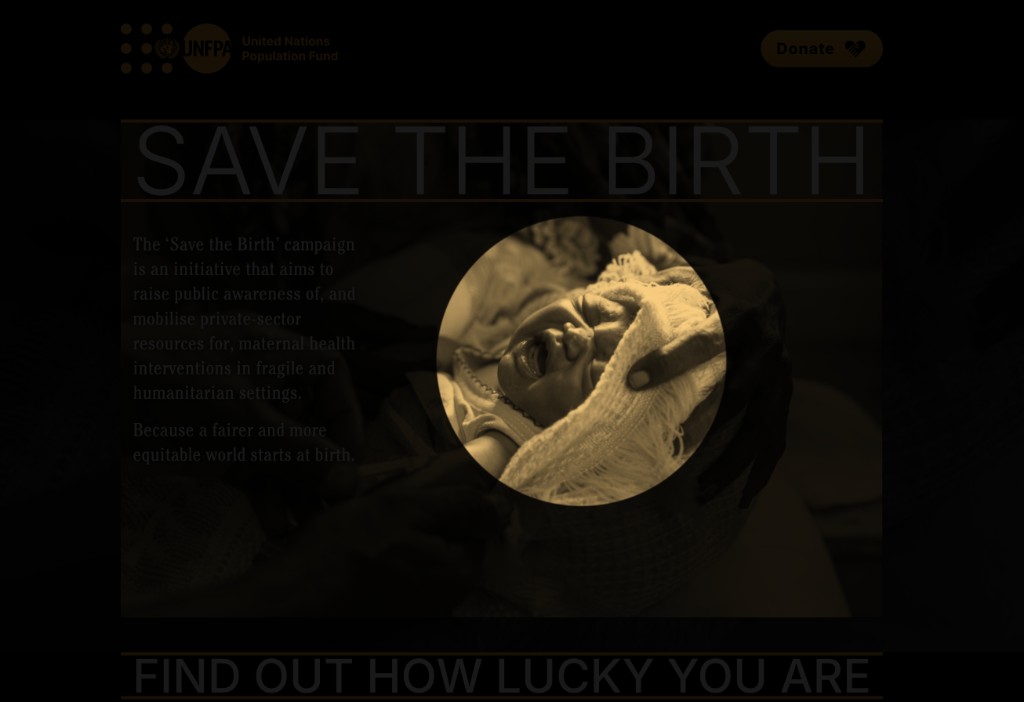 Save the Birth campaign landing page